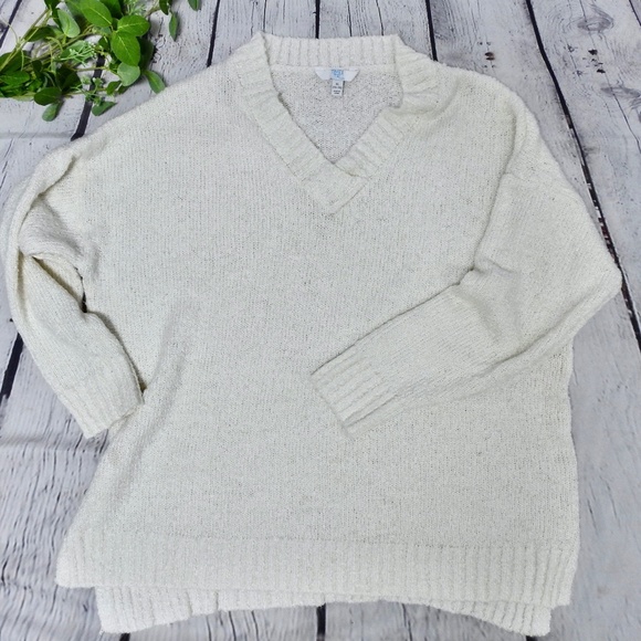Time and Tru Women's  V-Neck Sweater Cream Size XL - Picture 1 of 7